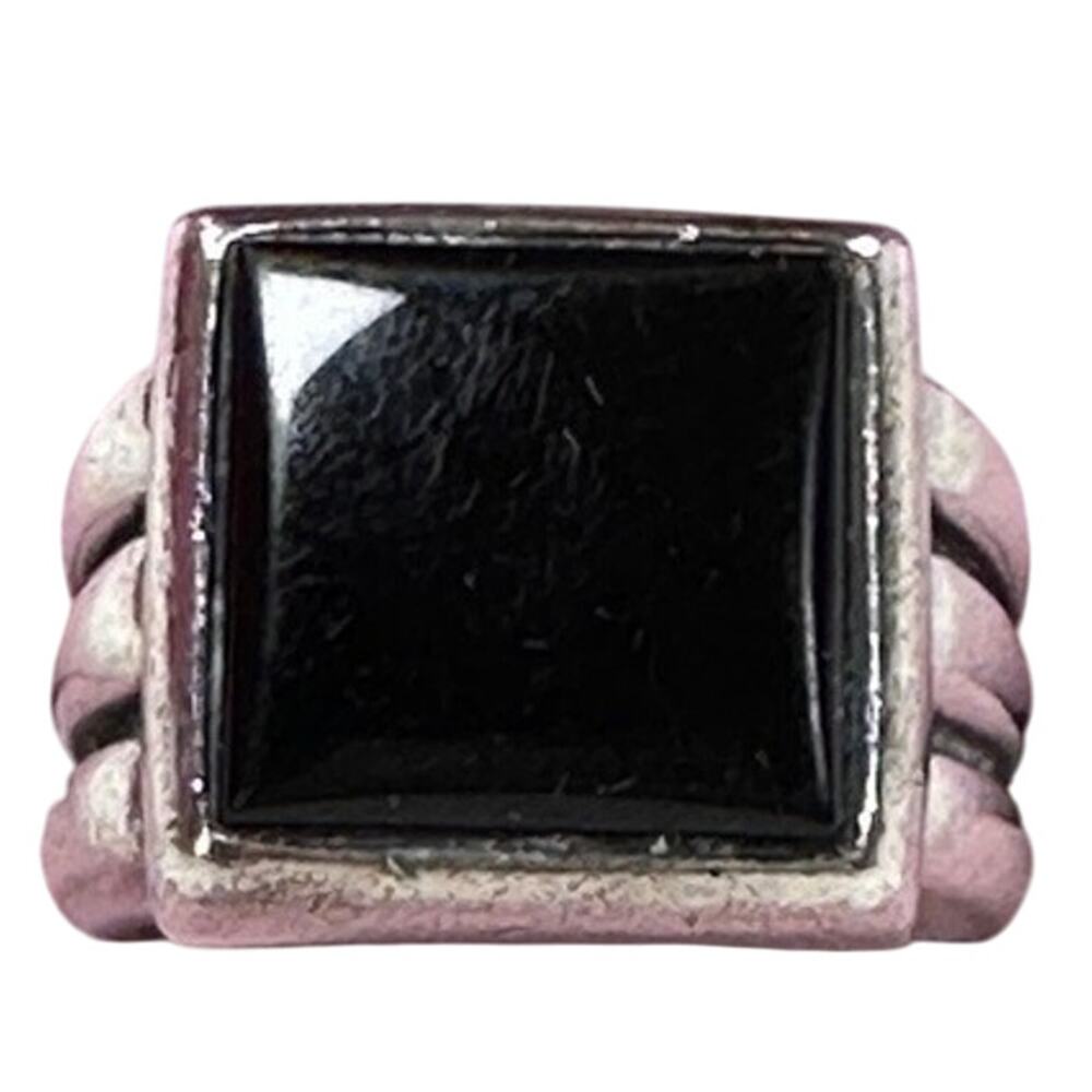 Retired James Avery Sterling Silver Square Black Onyx Heavy Ring Size 5